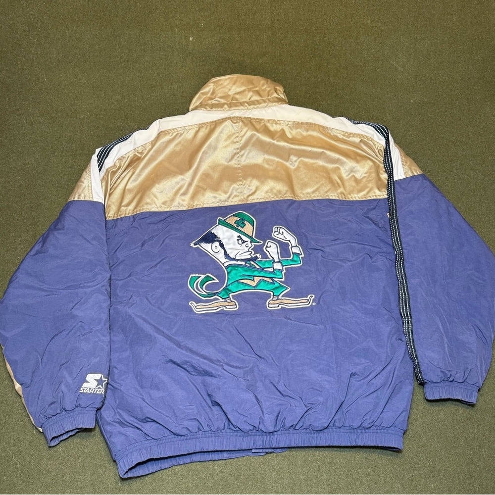 Notre Dame Fighting Irish Vintage Gold Navy Starter Jacket Coat Puffer Size XL